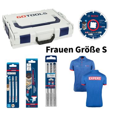 BOSCH EXPERT Starter-SET mit Polo Shirt Frauen Größe S in der GOTOOLS L-Boxx 102