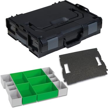 [Paket] BS-Systems L-BOXX-Set  102 Schwarz mit Insetboxen-Set D3 und Deckeleinlage