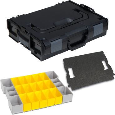 [Paket] BS-Systems L-BOXX-Set  102 Schwarz mit Insetboxen-Set F3 und Deckeleinlage