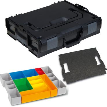 L-BOXX-Set  102 Schwarz mit Insetboxen-Set H3 und Deckeleinlage