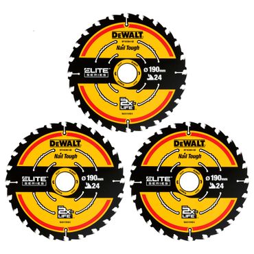 DeWALT ELITE Kreissägebläter-Set 190 x 30 mm, 24 Zhähne WZ, 3-tlg.