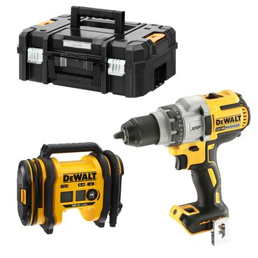 DeWalt Akku-Bohrschrauber 18V DCD991NT-XJ Solo TSTAK-Box + Kompressor 18V DCC018N-XJ 