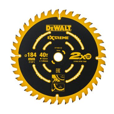 DeWALT EXTREME Kreissägeblatt Akku 184 x 16mm 40 WZ DT1668-QZ