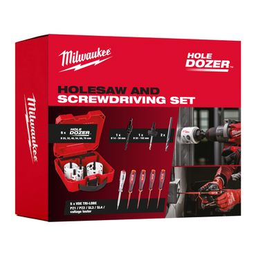 Milwaukee Elektriker Set - Bi-Metall Lochsägen-Set + VDE Schraubendreher-Set, 15-teilig