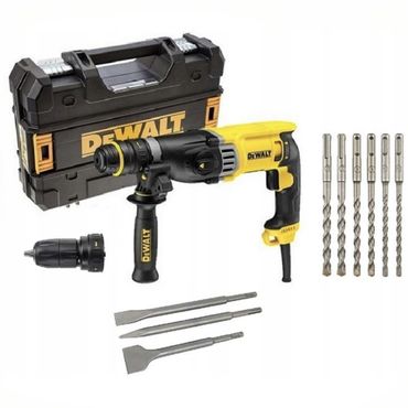 DeWALT Kombihammer D25144KP SDS-plus + Schnellwechselbohrfutter + Bohrerset 6tlg. + Meißelset 3tlg.