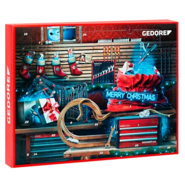 Gedore RED Adventskalender 2023 mit 44-teiliger Werkzeugsatz in praktischer Box 
