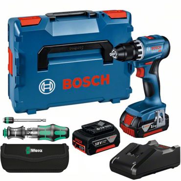 Bosch Akku-Bohrschrauber-Set GSR 18V-45, 2x3,0 Ah + Lader + Wera Kraftform Kompakt 20