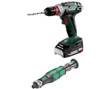 Metabo Akku-Bohrschrauber-Set BS 18 Quick,  2x 2,0 Ah  + Wera Zyklop Pocket 1