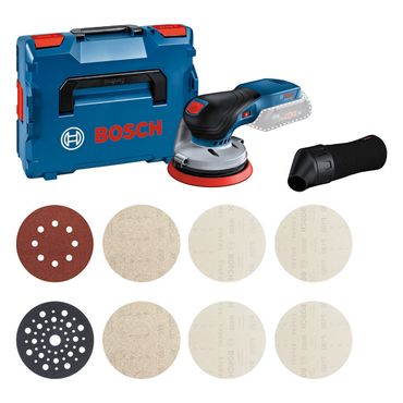 Bosch Akku Exzenterschleifer-Set GEX 18V-125 + M480 Starter-Set ohne Akku und Lader in L-BOXX
