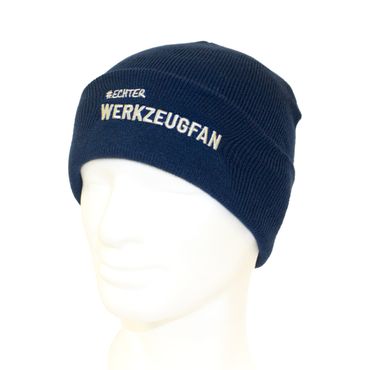 Echter Werkzeugfan Strickmütze blau mit Logo-Stickerei für Erwachsene