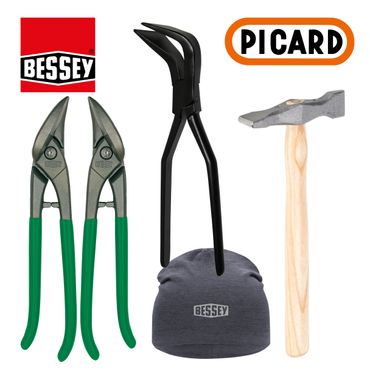 Bessey / Picard Set 5 tlg.: 1xD116-260 / 1xD116-260L+ D341-60 + Picard Kreuzschweifhammer 175 1/2 ES, 375 gr.  + Beanie