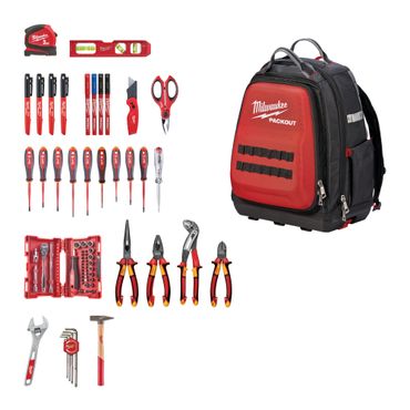 Milwaukee PACKOUT Elektriker Set im Rucksack, 76-teilig