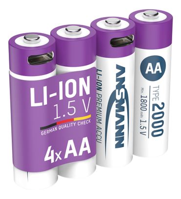 Ansmann Akkuzelle Mignon AA / LR6, 1,5V 1800 mAh, 4 Stück