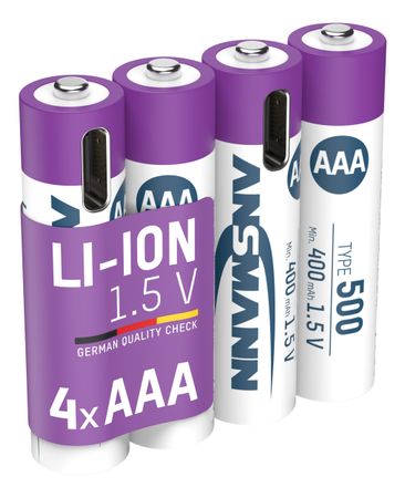 Ansmann Akkuzelle Micro AAA / LR03, 1,5V 400 mAh, 4 Stück