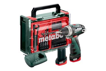 Metabo Akku-Bohrschrauber PowerMaxx BS Basic Set, 2x 2,0 Ah + Ladegerät + Mobile Werkstatt