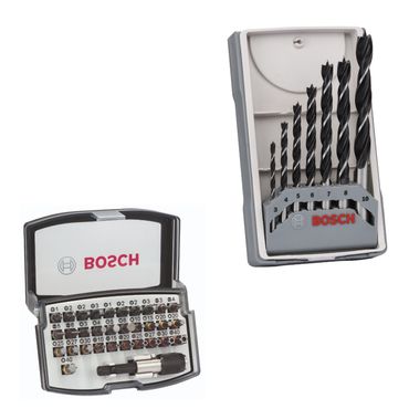 Bosch Schrauberbit-Set PRO 32-teilig Bit-Set 2607017319 & Bosch Holzbohrer-Set X-Pro