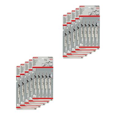 Bosch Stichsägeblatt T 101 D, Clean for Wood, 10x5er-Pack