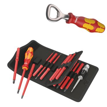 Wera Schraubendrehersatz mit Wechselklingen Kraftform Kompakt VDE 60i/65i/67i/16 & gratis Wera Flaschenöffner 
