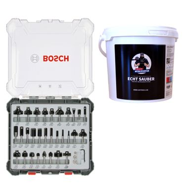 Bosch Fräser Set Mixed 30 teilig 8 mm Schaft für Oberfräsen &  Reinigungstücher "ECHT SAUBER" 