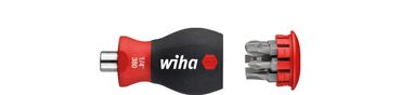 Wiha Schraubendreher mit Bit Magazin magnetisch Phillips, Schlitz mit 6 Bits, Stubby, 1/4" (33738)