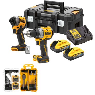 DeWALT Akku Kombopack DCK2051H2T- DCD800 + DCF850, 2x 5,0Ah Powerstack + Lader + BIT-Set