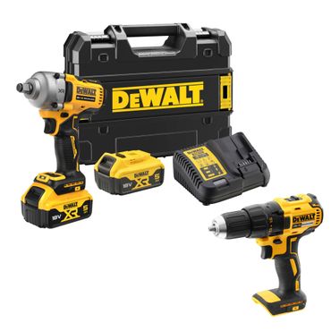 DeWALT Akku-Schlagschrauber DCF891P2T, 2x 5,0 Ah und Ladegerät in TSTAK-Box, Akku-Bohrschrauber DCD777N