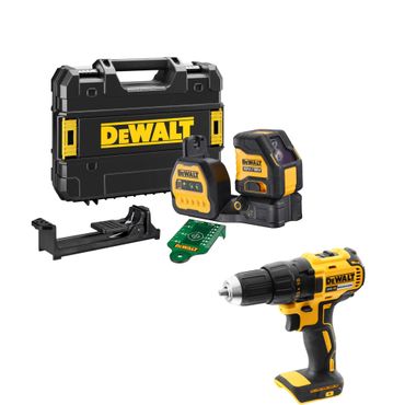 DeWALT Kreuzlinien-Laser DCE088NG18, Grün, 18V & Akku-Bohrschrauber DCD777N 