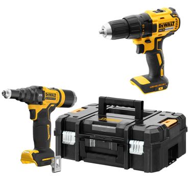 DeWALT Akku-Nietpistole DCF403NT-XJ, 18 V & Akku-Bohrschrauber DCD777N im TSTAK