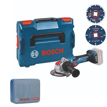 Bosch Akku-Winkelschleifer-Elektriker-Set GWX 18V-15 C BITURBO mit X-LOCK Trennscheiben & JBL GO2 Lautsprecher