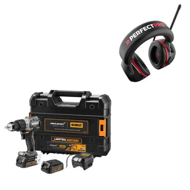 DeWALT Akku-Schlagbohrschrauber DCD85ME2GT McLaren Edition 2x 1,7 Ah Powerstack & PerfectPro Gehörschutz H-40 