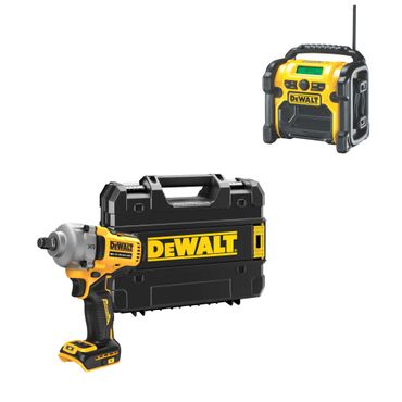 DeWALT Akku-Schlagschrauber DCF891NT, 1/2",18V,  TSTAK & Kompakt-Radio XR Li-Ion mit DAB+ DCR020