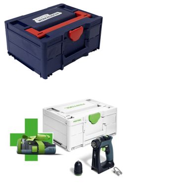 Festool Akku-Bohrschrauber CXS 18-Basic-3,0, 1x 3,0 Ah ohne Lader im Systainer & EW  Systainer³ M 187 blau / rot