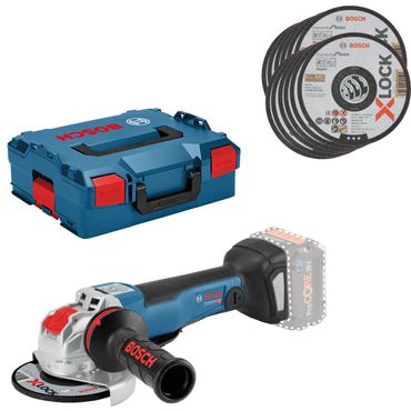 Bosch X-LOCK Akku-Winkelschleifer GWX 18V-10 PC Solo in L-BOXX &  Trennscheibe X-LOCK 125x1 mm 10er-Pack