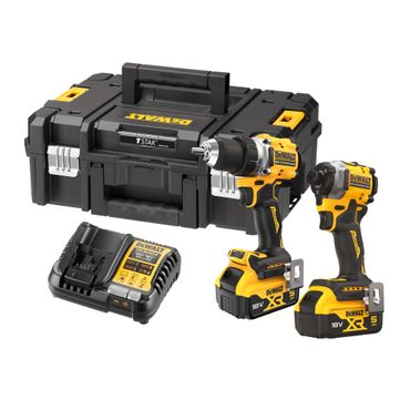 DeWALT Akku-Kombopack DCK2051P2T, 18V: DCD800, DCF850, 2x 5,0 Ah und Ladegerät in TSTAK