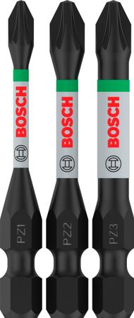 Bosch PRO Pozidriv Impact Bit Set, PZ1, PZ2, PZ3, 55 mm, 3 Stück