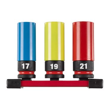 Milwaukee 1/2" Schlagnüsse Automotive Shockwave 17/19/21 mm + Magnetschiene
