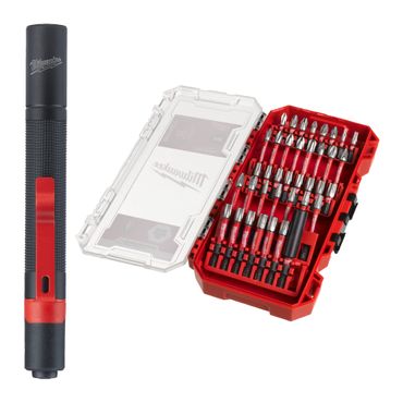 Milwaukee SHOCKWAVE Bitset 39-tlg. + Milwaukee IPL-LED Taschenlampe