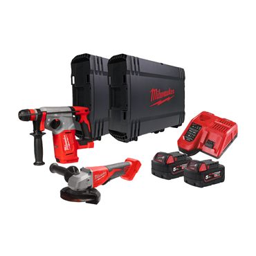 Milwaukee M18 POWERPACK-SET M18 BLPP2G-502X: M18 BLHX + BLSAG125XPD + 2x 5,0 Ah und Lader