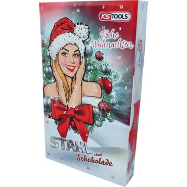 KS Tools Adventskalender 2024 mit Mini-Akkuschrauber-Satz und Bits, 31-tlg .