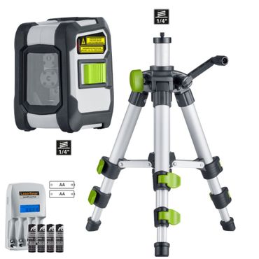Laserliner CompactCross-Laser Work-Set mit Kurbelstativ + Akkus + Lader
