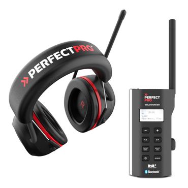 PerfectPro Gehörschutz H-40 mit UKW, DAB+ und Bluetooth + Baustellenradio SOLOWORKER 