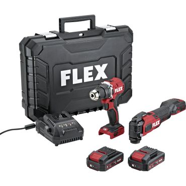 Flex Akku DuoPack Akkuschrauber DD LD + Multitool MT 18-ECTC/2.5 Set, 2x 2,5 Ah und Ladegerät