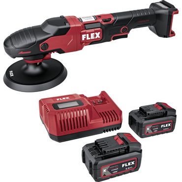 Flex Akku Polierer PE 150 18-EC Set, 2x 5,0 Ah und Ladegerät im Karton