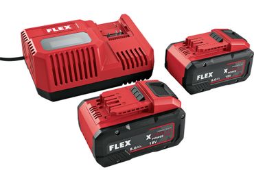 Flex Akku Starter-Set P-Set 18-88 R, 2x 8,0 Ah/ 18 V + Schnellladegerät