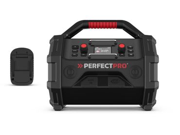 PerfectPro Baustellenradio-Set ROCKTAGON 18V AMPShare + DeWALT/Milwaukee 18V-Adapter