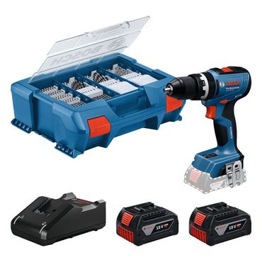 Bosch Akku-Schlagbohrschrauber GSB 18V-65 2x 4,0 Ah und Ladegerät + Zubehör in L-Case