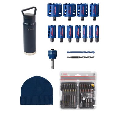 Bosch EXPERT Tough Material Lochsägen-Set, 13-tlg. + Isolierflasche + Bit-Set + Beanie