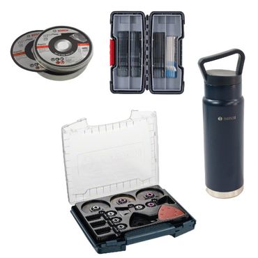 Bosch Zubehör-Set: STARLOCK i-BOXX Pro-Set +  Stichsägeblatt-Set + Trennscheibe 125 mm Standard for Inox Rapido + Isolierflasche