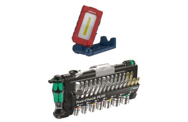 Wera Tool-Check PLUS 8001 A Set 9515 inkl. Knie- und Handschmeichler 40 tlg. + EW Akku-Arbeitsleuchte Pocket 600R