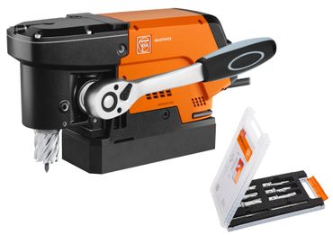 Fein Compact-Magnet-Kernbohrmaschine KBC 36 MAGFORCE + Zubehörset Best of Kernbohrer 3/4 in Weldon 8-tlg. (12 - 22 mm)